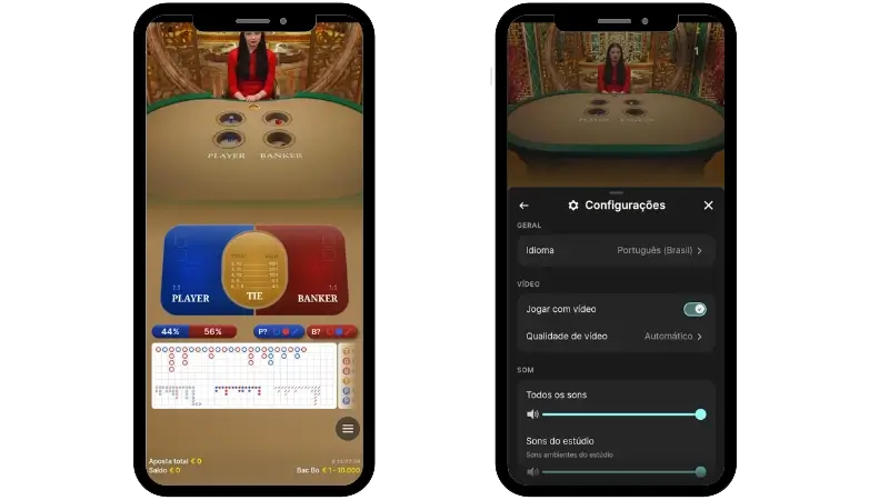 Jogo ao vivo de Bac Bo no casino da Rokubet App