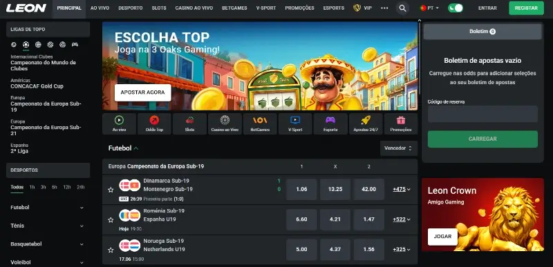 Página principal de desporto na Leon