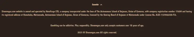 Licença de Anjouan na StoneVegas