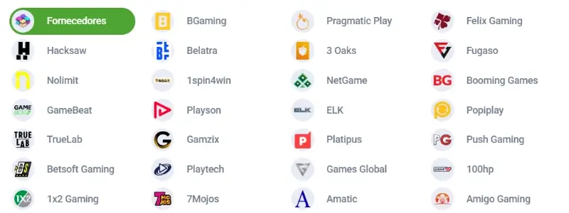 Lista de fornecedores de jogos de casino na 20Bet