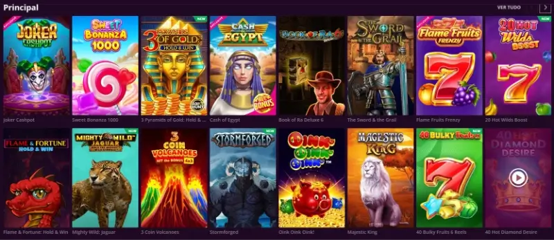 Página de jogos do Malina Casino