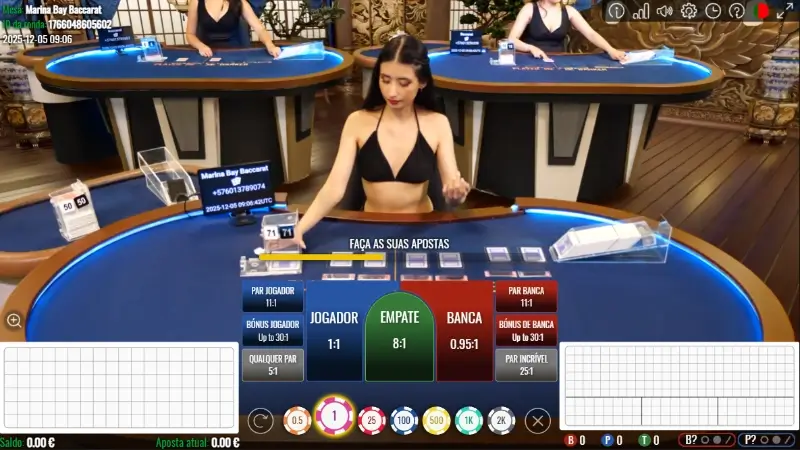 Jogo Marina Bay Baccarat no casino ao vivo da Megapari