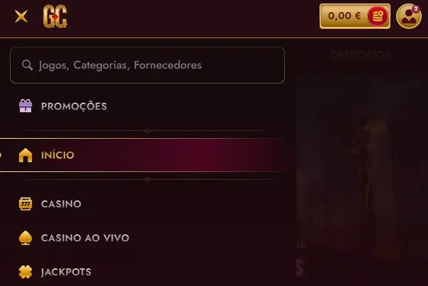 Ménu principal do GrandClub