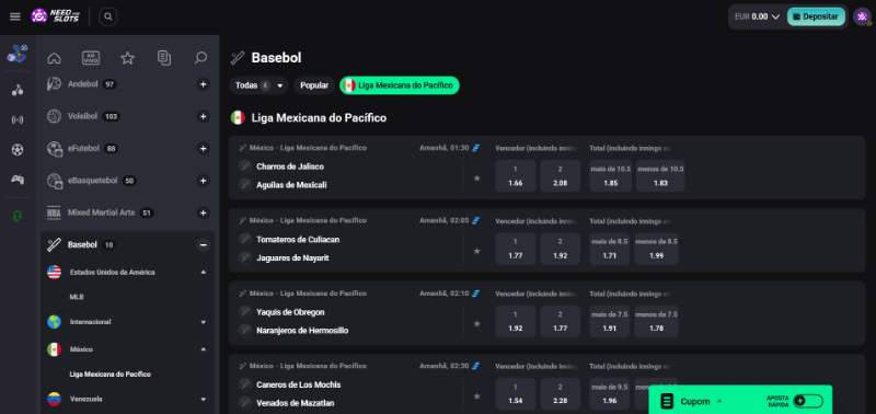 Apostas em basebol na Need For Slots