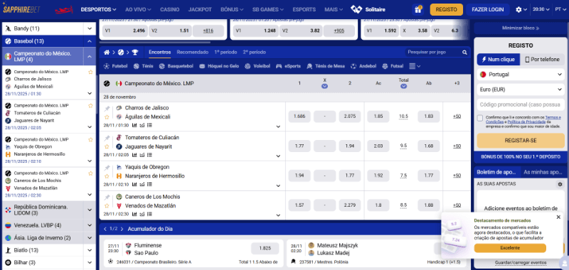 Apostas em basebol na SapphireBet