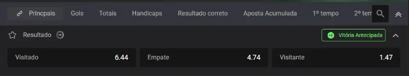 MErcado de 1x2 com vitoria anticipada no Flagman