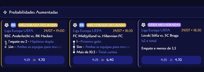 Mercados de apostas com odds melhoradas