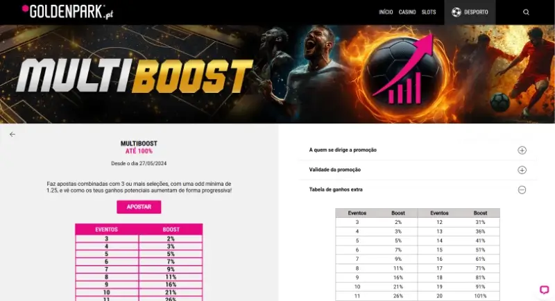 Promoção multiboost na Golden Park