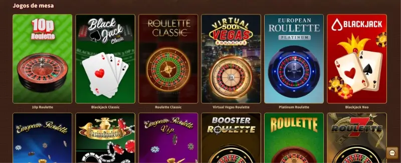 Página de jogos de mesa do MyEmprie Casino