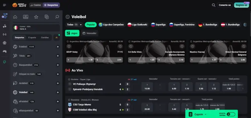 Página de apostas em voleibol na Need for Slots