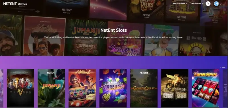 Página de slots da NetEnt