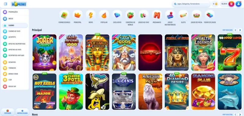 Página de Casino da Nomini
