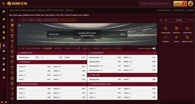 Odds do jogo SCP vs SLB no GrandClub