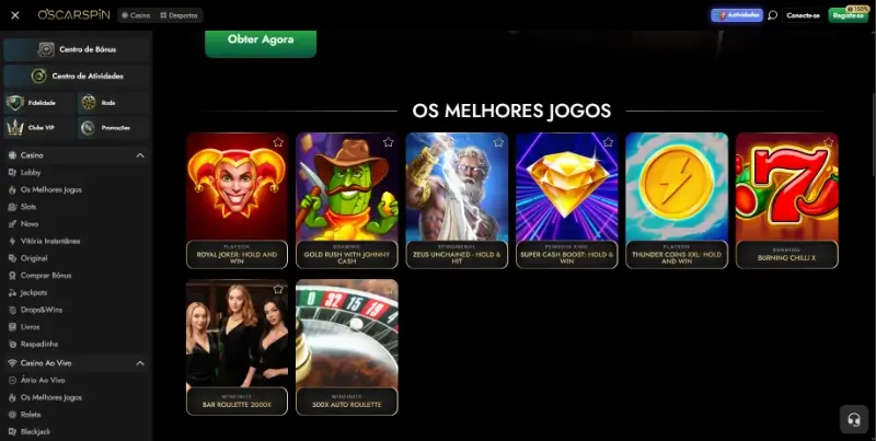 Página de casino da OscarSpin