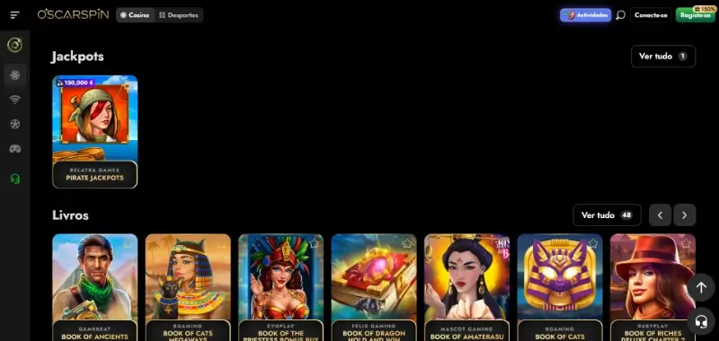Página de slots com jackpot progressivo no Casino da OscarSpin