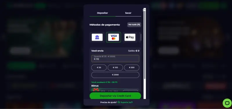 Página de pagamentos da Spinoloco