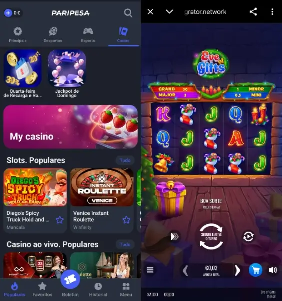 Aplicação de casino da Paripesa