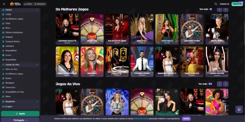 Página de casino ao vivo do Need For Slots