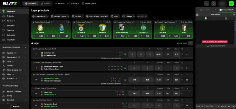 Página de desporto da Blitz