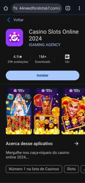 Página para instalar o PWA do Need For Slots