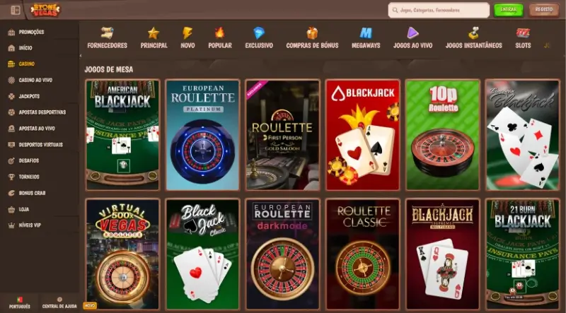 Página de jogos de mesa no StoneVegas Casino
