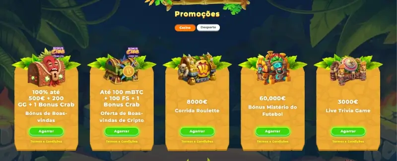 Página de promoções no Wazamba