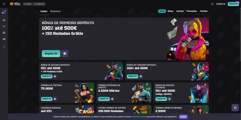 Página de promoções da Need For Slots