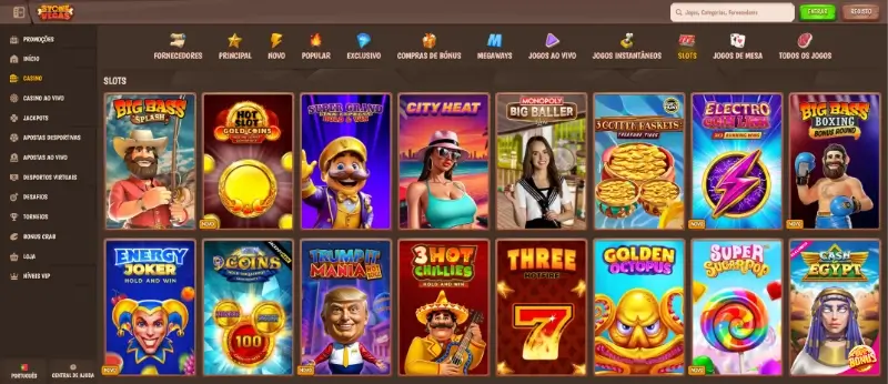 Página de Slot machines no casino da StoneVegas