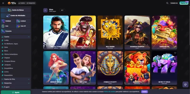 Página de slot machines do casino do Nedd For Slots