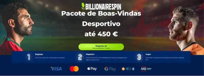 Página promocional com o spasso de registo da BillionaireSpin