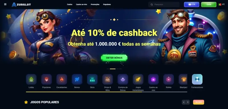 Página de casino da AzurSlot