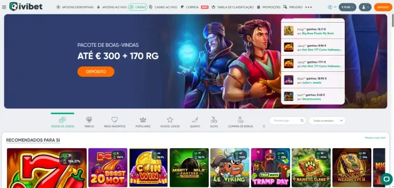 Página de casino da Ivibet