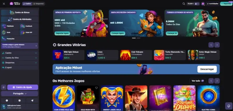Página de casino da Need for Slots
