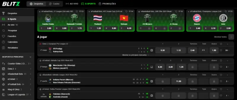 Página de apostas em esports na Blitz