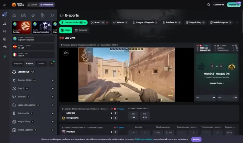 Página de apostas em esports no Need For Slots