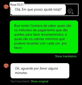 Pergunta no chat da Blitz