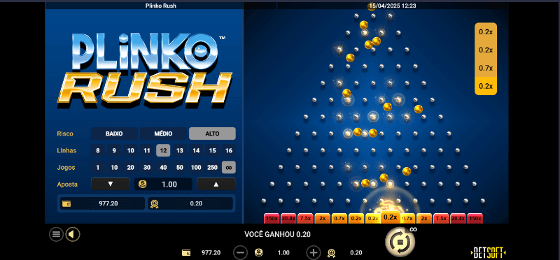 Jogo Plinko Rush disponível no Cazimbo Casino