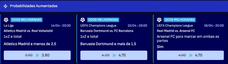 Probabilidades aumentadas no Bankonbet