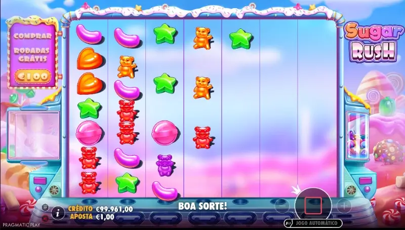 Animação de queda de simbolos na slot Sugar Rush