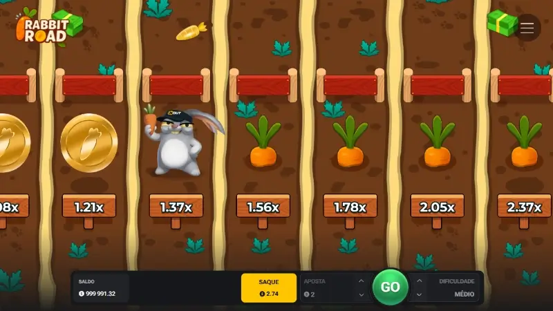 Jogo crash Rabbit Road no casino da Megapari