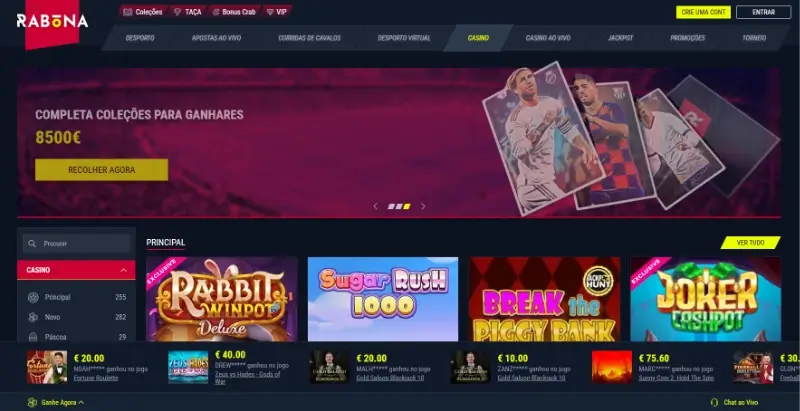 Página de casino na Rabona