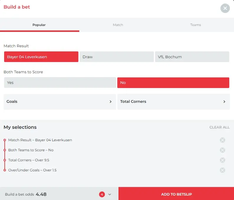 Bet builder da RealSpin