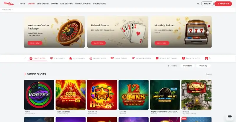 Página de casino da RealSpin