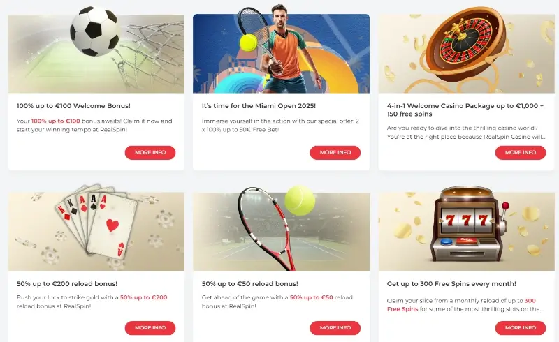 Promoções disponíveis na RealSpin