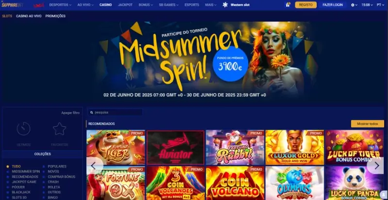 Página de casino na SpaphireBet
