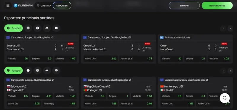 Secção de apostas desportivas do Flagman