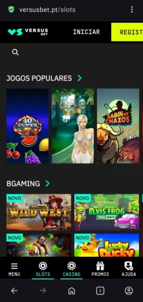Versão mobile do site da versusbet