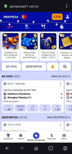 Site mobile da Paripesa