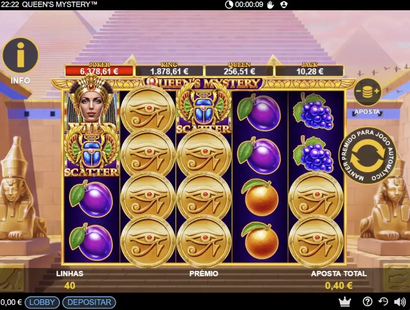 Slot machine Queen Mystery no casino do Placard