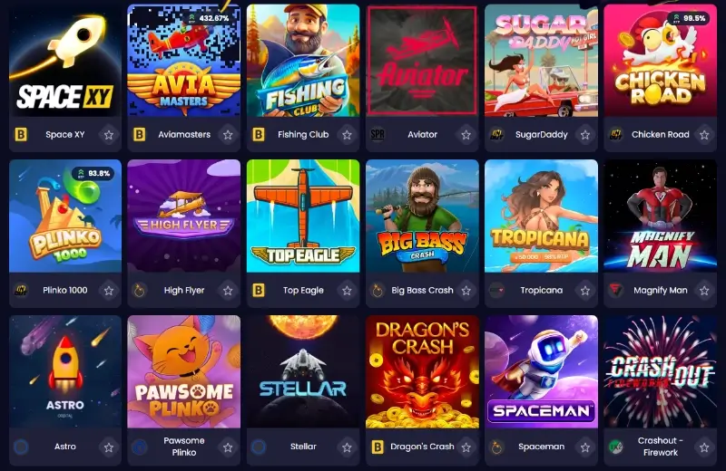 Página de jogos crash do casino da SlotGem